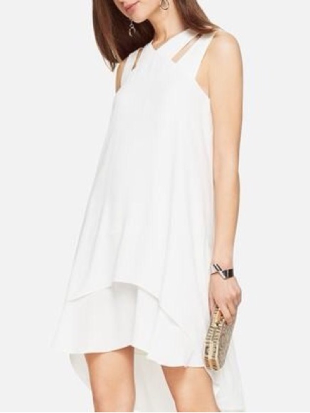 NWT BCBGMAXAZRIA Kristi Hi-Low Layered White Dress size XS